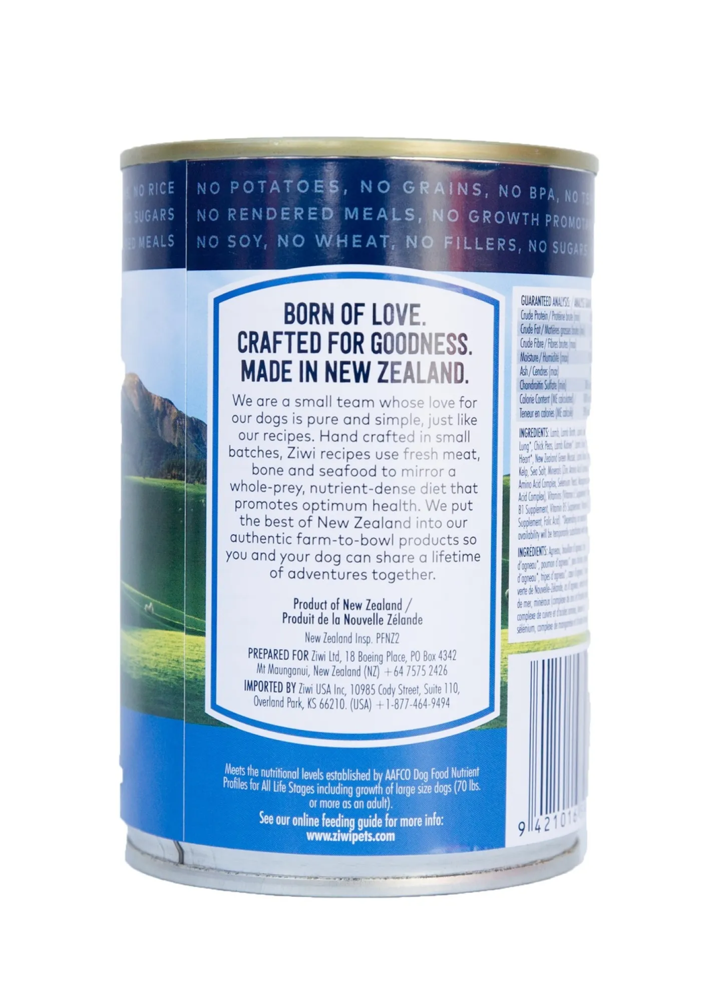 Ziwi Peak Moist Grain Free Dog Food - Lamb - 390g x 12 Cans New